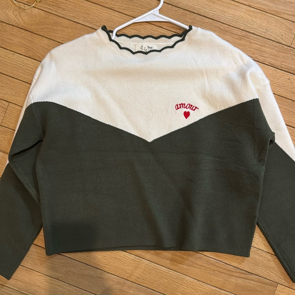 cropped 2 tone sweater